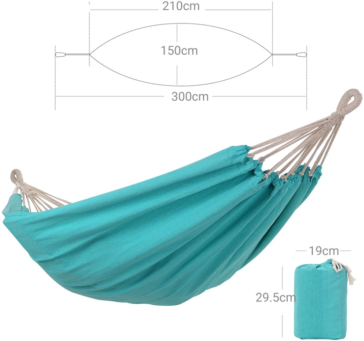 Koduva Hamakas keliems asmenims, 210 x 150 cm, turkio spalvos, 70 % medvilnė, 30 % poliesteris, iki 300 kg