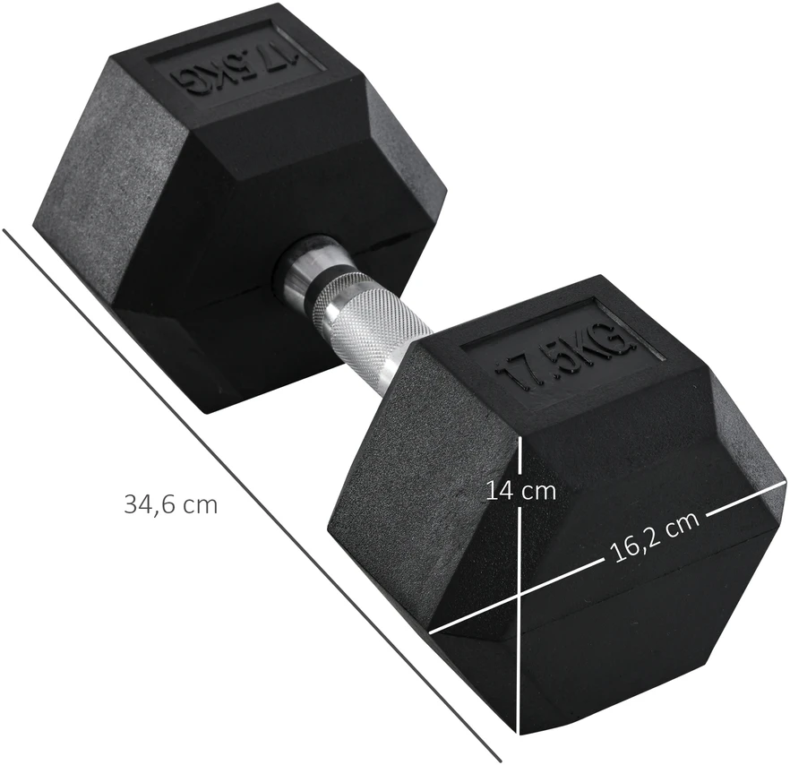 Aosom Hantelė 17,5kg, juoda, metalas ir guma, 1 vnt.