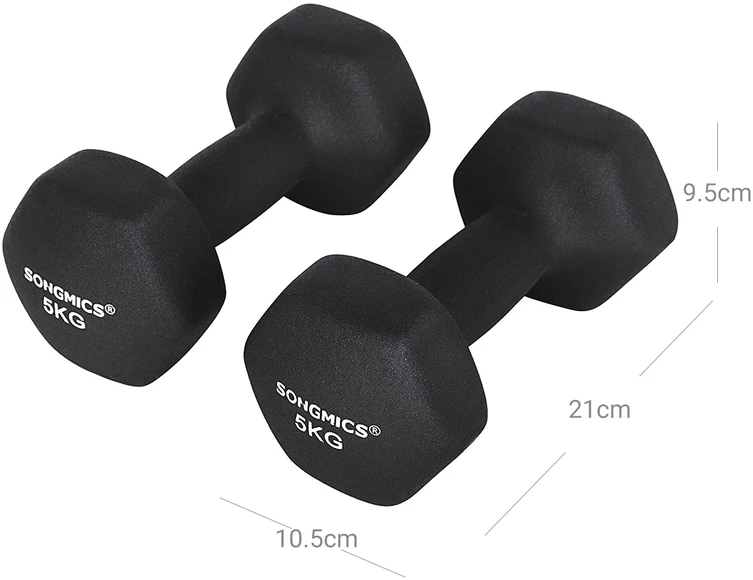 Koduva Hanteliai, 2 vnt. rinkinys, po 5kg, juodi, ketaus su vinilo danga