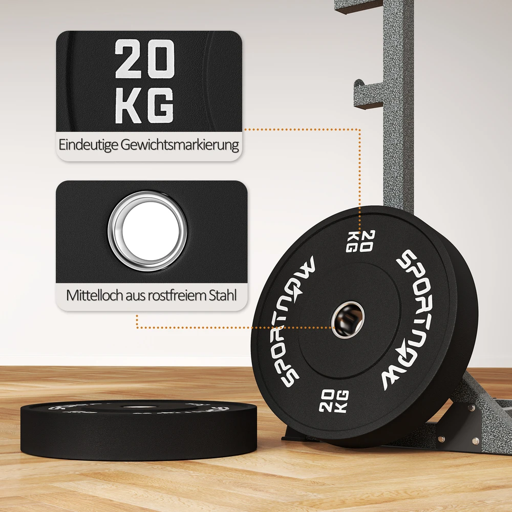 Aosom Hantelių diskų rinkinys, 2 x 20 kg, olimpinis standartas, guma, juodas