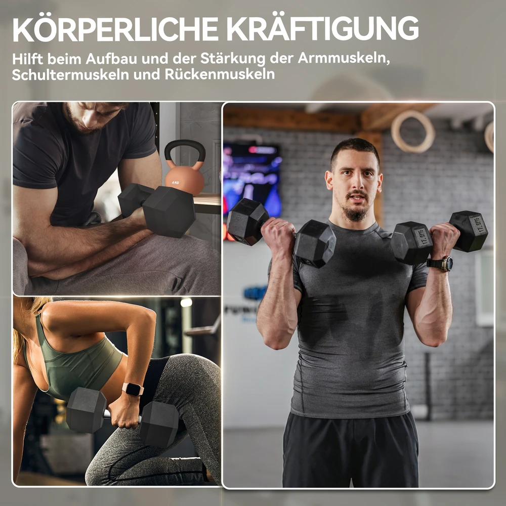 Aosom Hantelių komplektas 2 x 17,5kg, juodos, metalas / guma