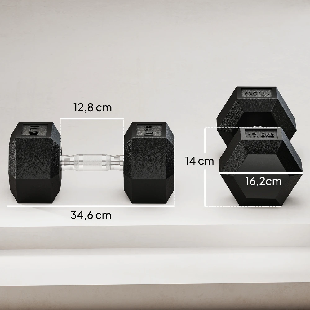 Aosom Hantelių komplektas 2 x 17,5kg, juodos, metalas / guma