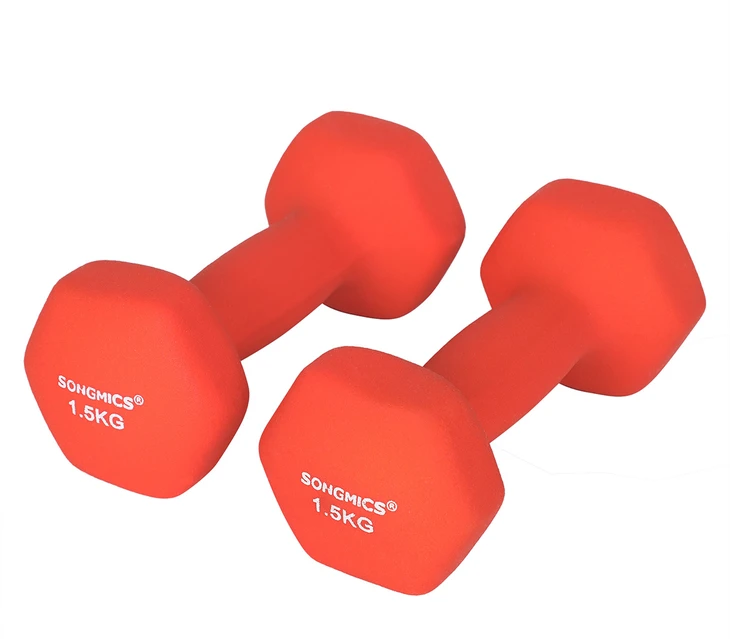 Koduva Hantelių rinkinys, 2 vnt., 2 x 1,5kg, vinilu dengtas ketus, oranžinis, 7 x 15 cm