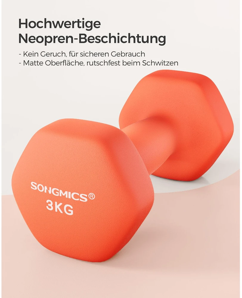 Koduva Hantelių rinkinys, 2 vnt., oranžinis, ketaus su neopreno danga, 2 x 3kg, 20 x 9 cm