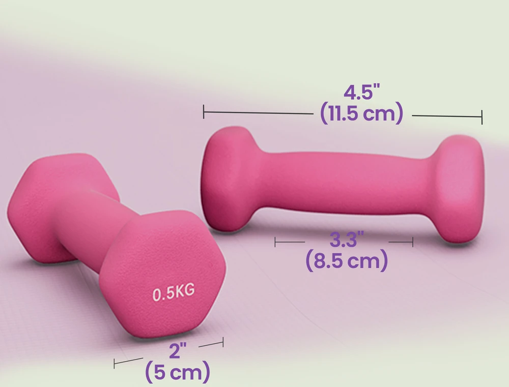 Koduva Hantelių rinkinys, 2 vnt., po 0,5kg, ketus su vinilu, rožinis