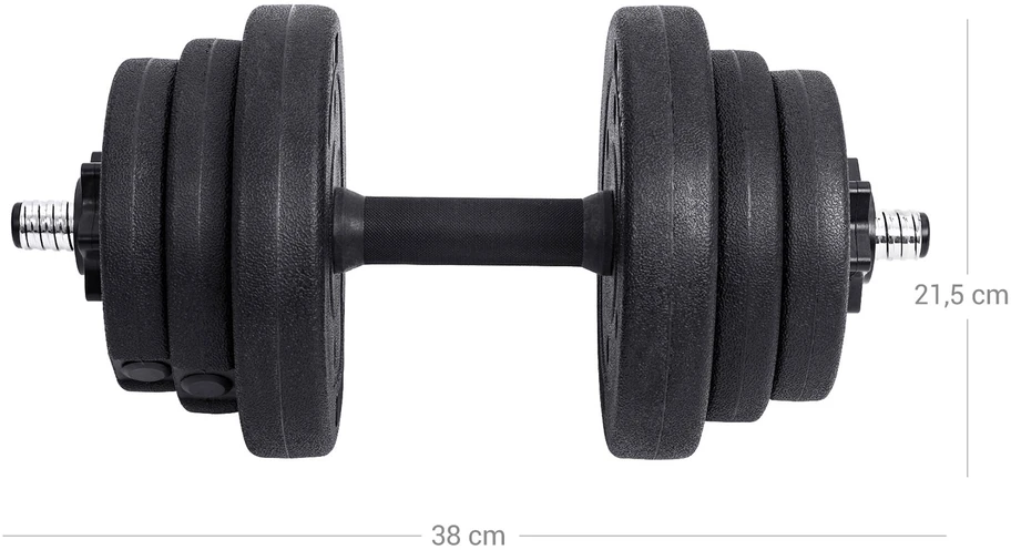 Koduva Hantelių rinkinys, 20 kg, 2 vnt., juodas, geležinis strypas ir PE dengti diskai