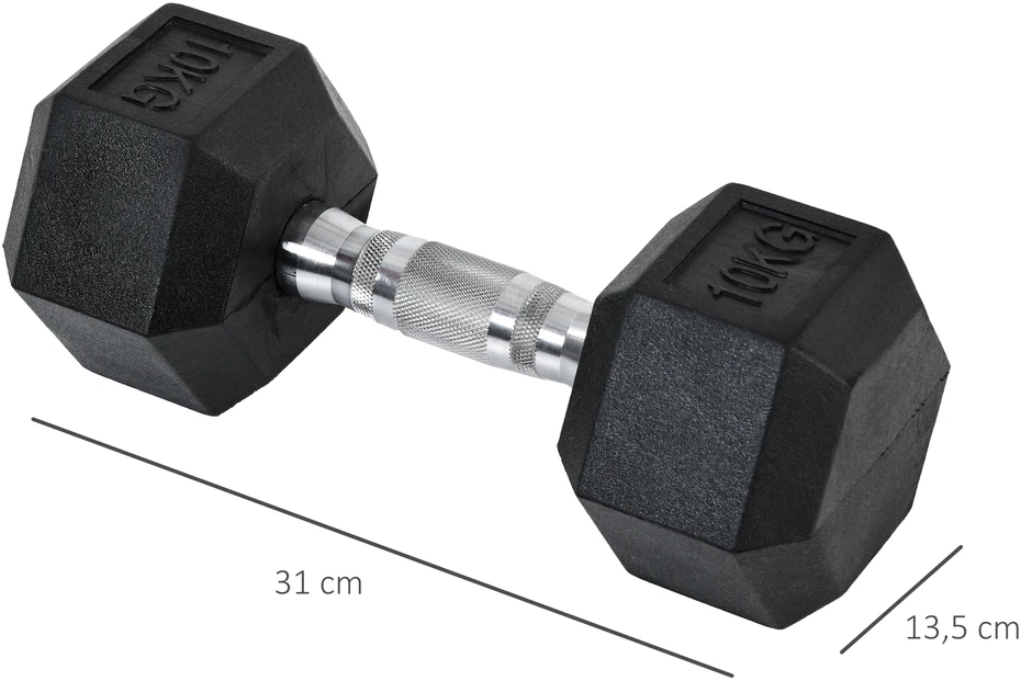 Koduva Heksagoninių hantelių rinkinys, 2 vnt., 2 x 10 kg, juodas, metalas ir guma