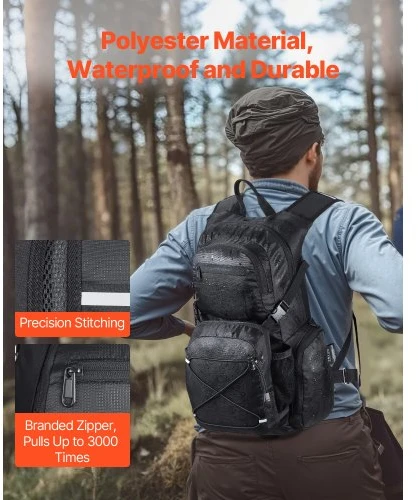 Koduva Hidratacinė kuprinė VEVOR su 2 l TPU vandens pūsle, 25 l, juoda, 48 x 28 x 19 cm