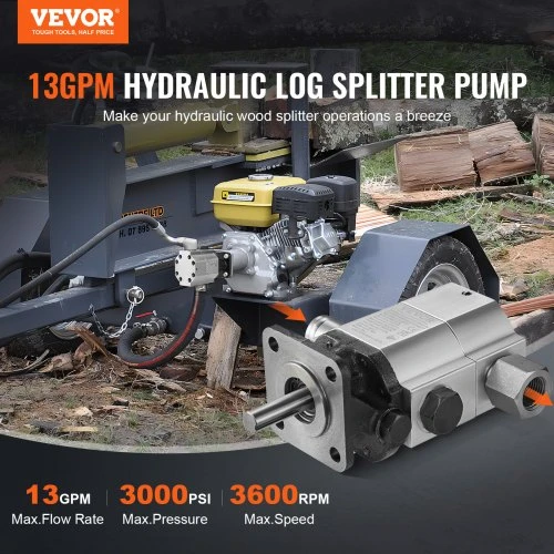 VEVOR Hidraulinis malkų skaldytuvo siurblys CLB13GPM, 49,2 l/min, 2 pakopų, aliuminio lydinys, 13 x 8,5 x 16,6 cm