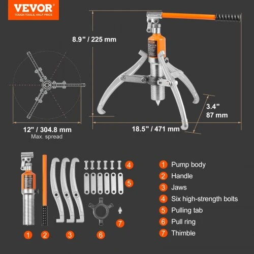 VEVOR Hidraulinis nuėmiklis YL-15T, 15 t, 2 arba 3 griebtuvai, 30,5 cm