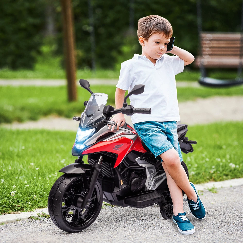 Aosom Honda elektrinis vaikiškas motociklas, raudonas, 107 x 46 x 75 cm, iki 30 kg