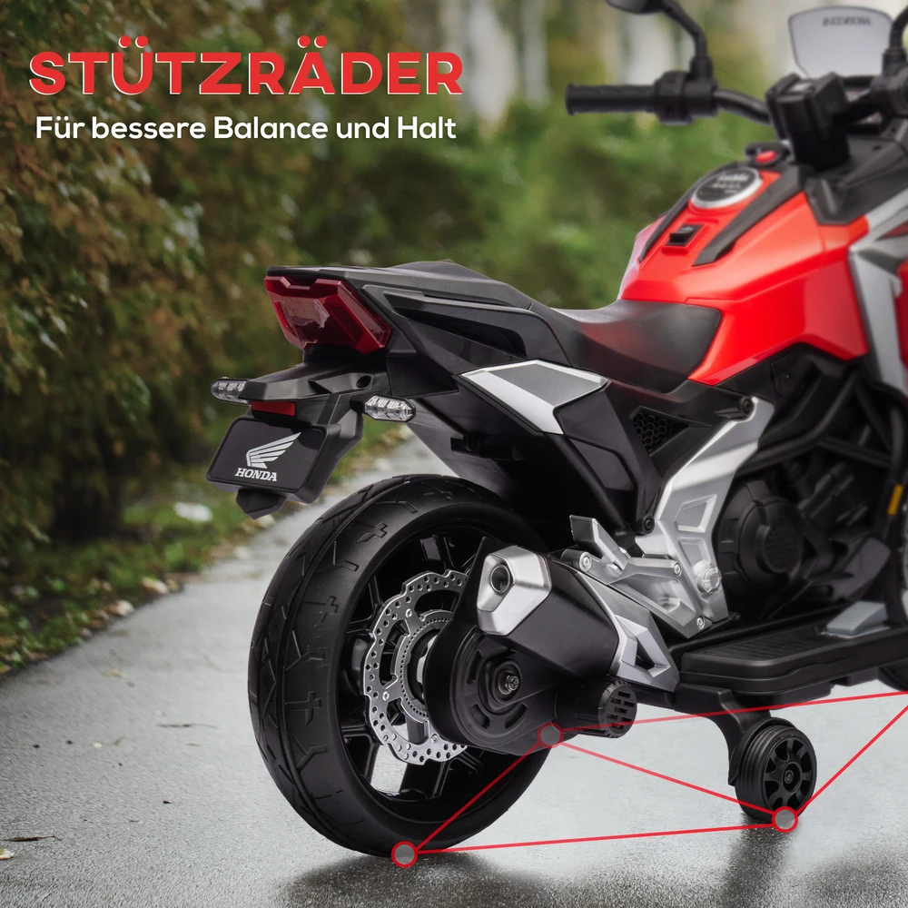Aosom Honda elektrinis vaikiškas motociklas, raudonas, 107 x 46 x 75 cm, iki 30 kg