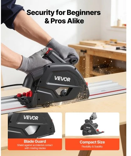 VEVOR Įleidžiamasis diskinis pjūklas, 165,1 mm, juodas, 55 mm pjovimo gylis