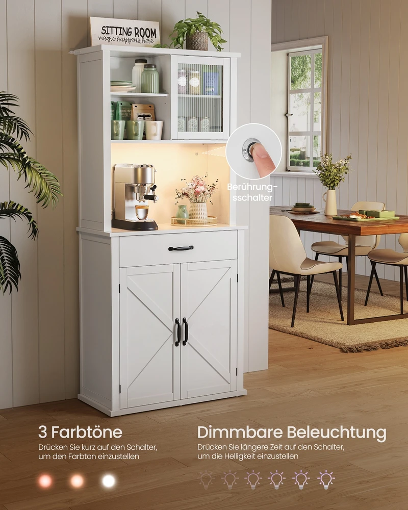 Songmics Indauja su apšvietimu, 39,7 x 80,4 x 180,3 cm, baltos debesų spalvos