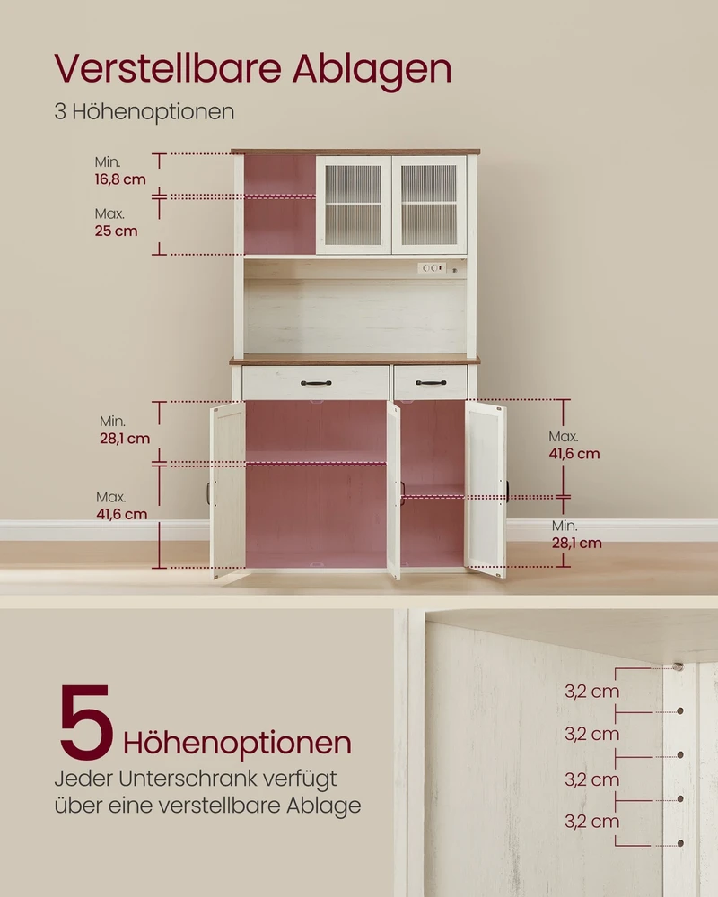 Songmics Indauja su apšvietimu ir įkrovimo stotele, 106,5 x 39,5 x 180,6 cm, balta