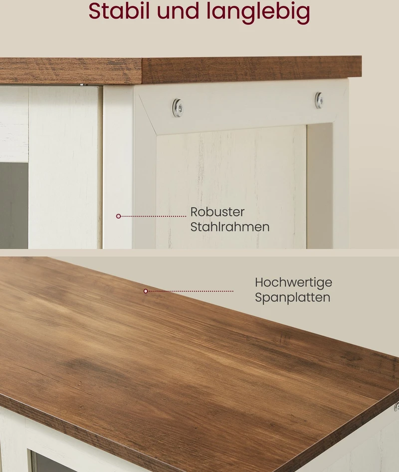 Koduva Indauja su stiklinėmis durelėmis, plieno rėmas, balta, 35 x 100 x 75 cm
