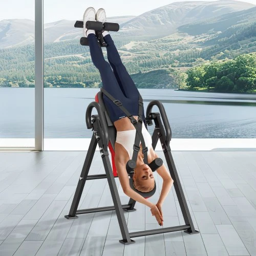 VEVOR Inversinis stalas QD003, plienas ir PU oda, raudona/juoda, iki 136 kg