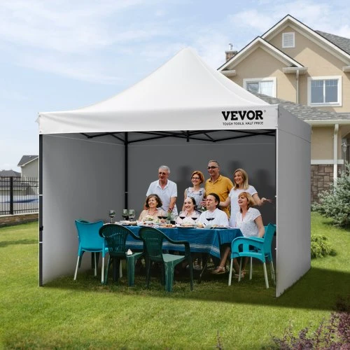 VEVOR Išskleidžiama pavėsinė su šoninėmis sienelėmis ir krepšiu, 305 x 305 cm, balta
