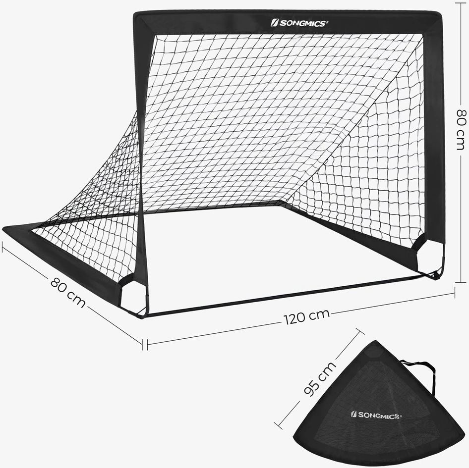 Koduva Iššokantys futbolo vartai, 2 vnt., 120 x 91 x 91 cm, stiklo pluošto strypai, juodi