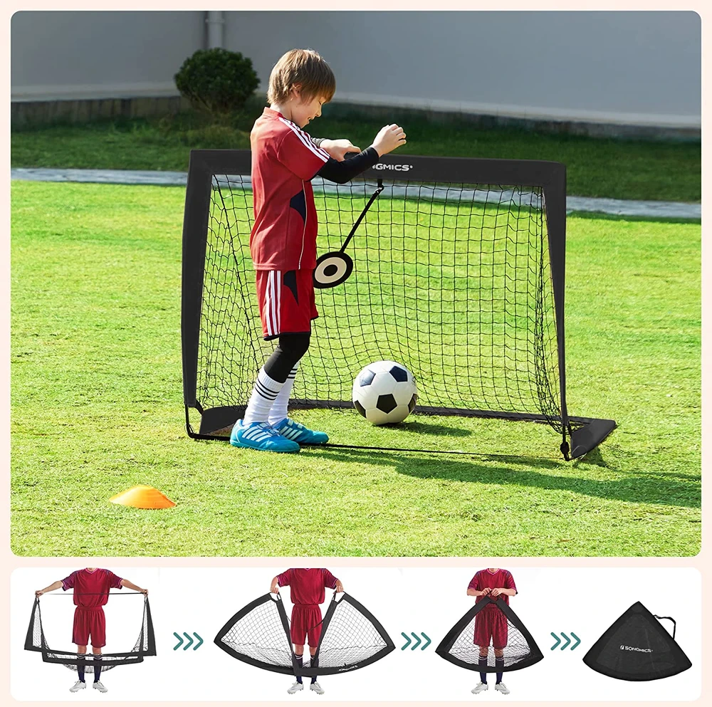 Koduva Iššokantys futbolo vartai, 2 vnt., 120 x 91 x 91 cm, stiklo pluošto strypai, juodi