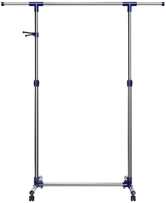 Koduva Ištraukiama drabužių kabykla su ratukais, mėlyna, metalas, 150 x 44 x 165 cm