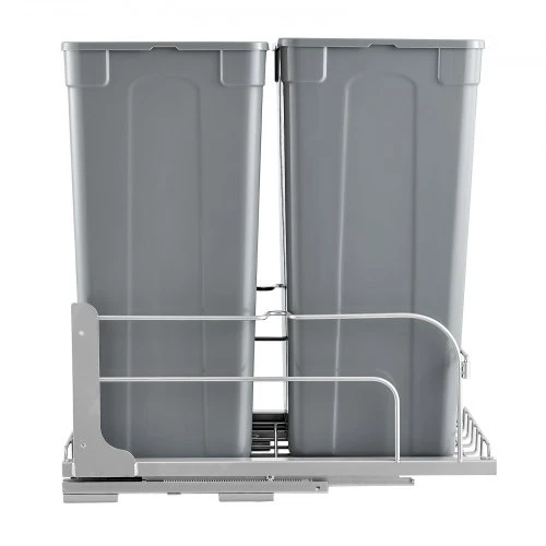 VEVOR Ištraukiama šiukšliadėžė, 2 x 47,3 l, pilka, 56 x 36 x 59 cm