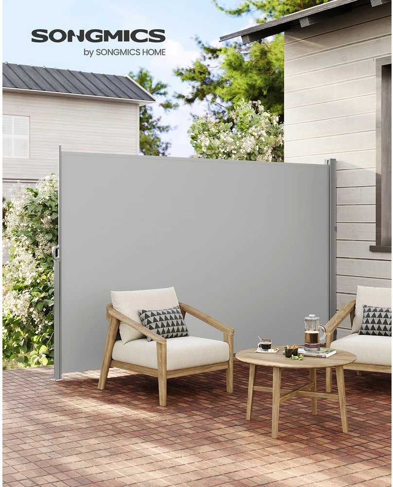 Songmics Ištraukiama šoninė markizė balkonui, 160 x 350 cm, šviesiai pilka