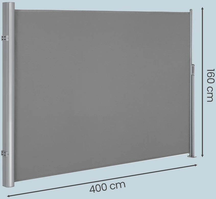 Songmics Ištraukiama šoninė markizė su aliuminio lydinio kasete, 160 x 400 cm, pilka