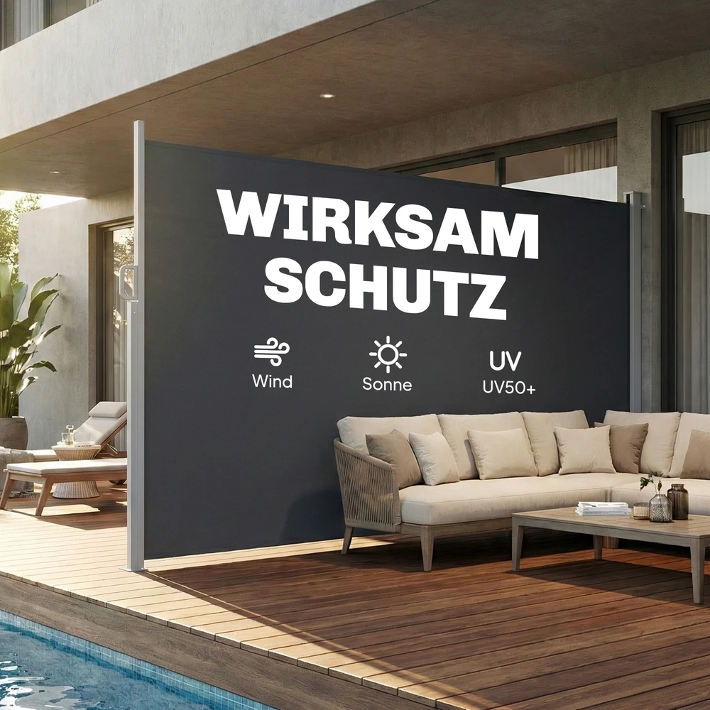 Aosom Ištraukiama šoninė markizė, tamsiai pilka, 420 x 185 cm