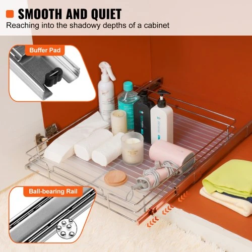 Koduva Ištraukiamas spintelės organizatorius VEVOR, sidabrinis, chromuotas plienas, 36 x 53 x 6 cm