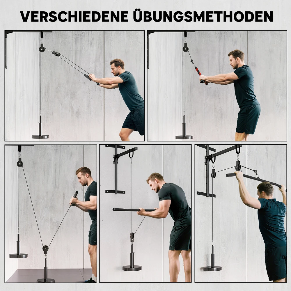 Aosom Kabelių traukos sistema, 100 kg, raudona, plienas, nailonas