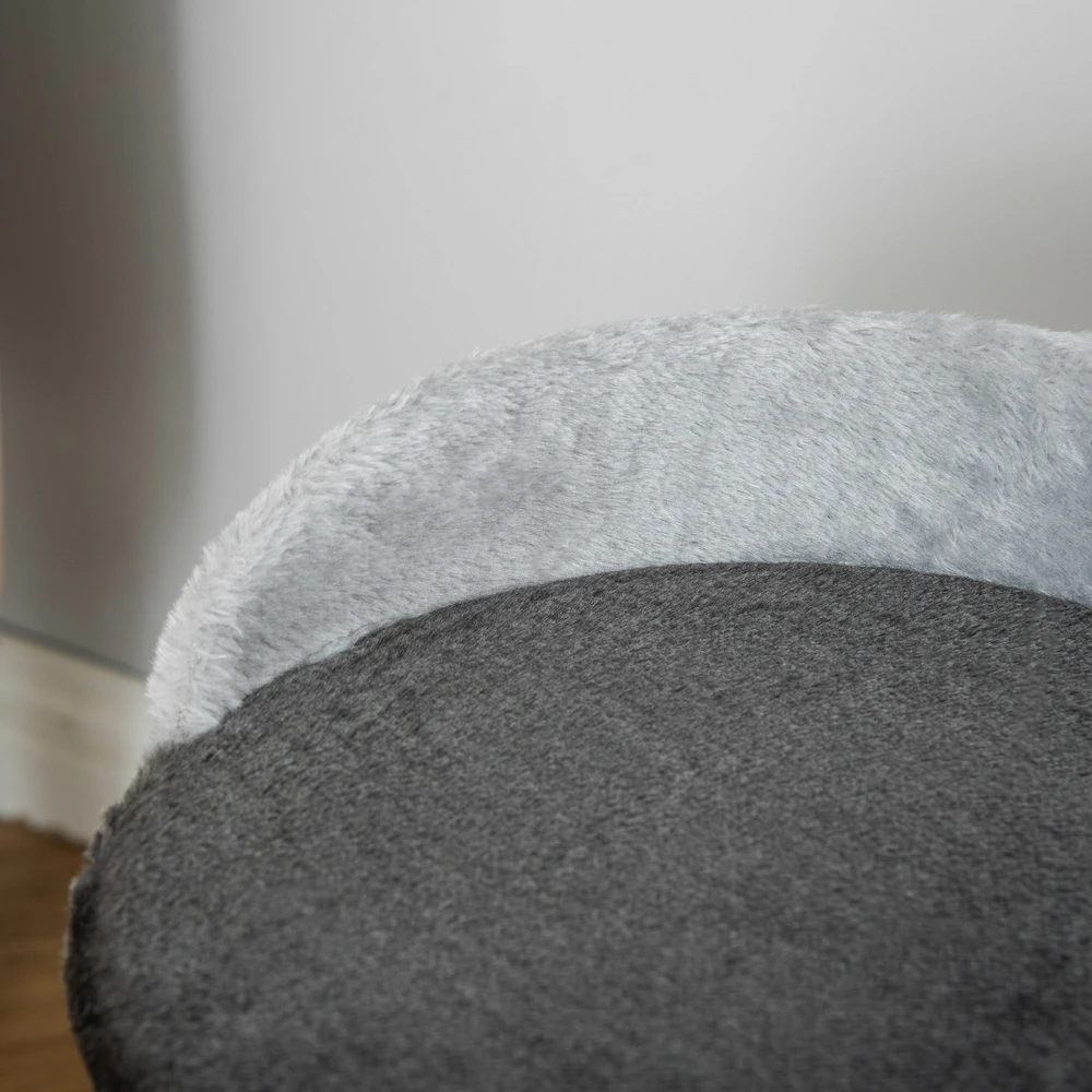 Aosom Kačių draskyklė 46 cm, mažas kačių bokštas su urvu, žaisliniu kamuoliuku, sizalio virve, paaukštinta platforma, tamsiai pilka