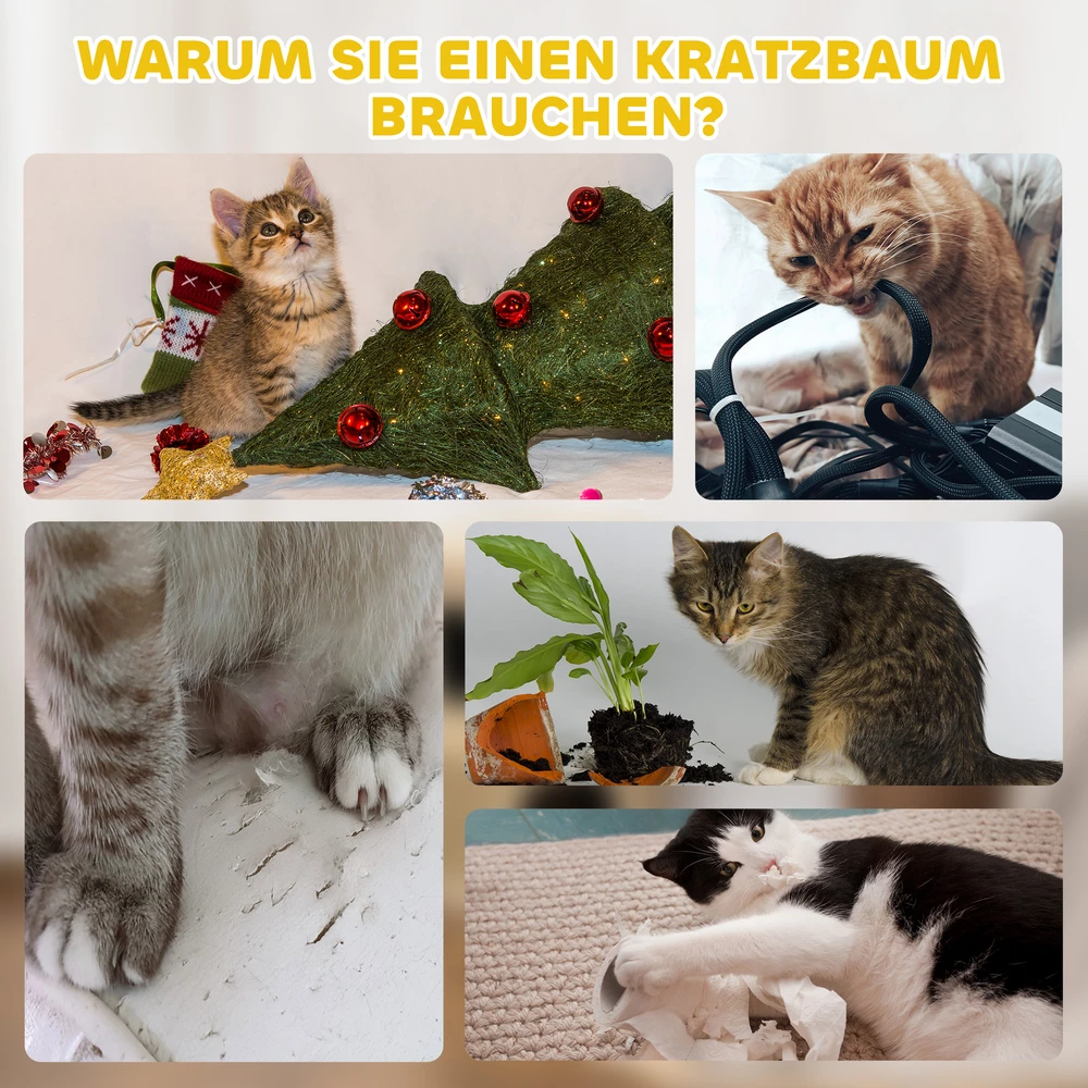 Aosom Kačių draskyklė, 49 cm aukščio, Ø35,5 cm, dviejų aukštų, khaki+coffee