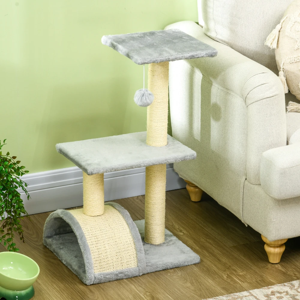 Aosom Kačių draskyklė 72 cm, šviesiai pilka, MDF, sizalis