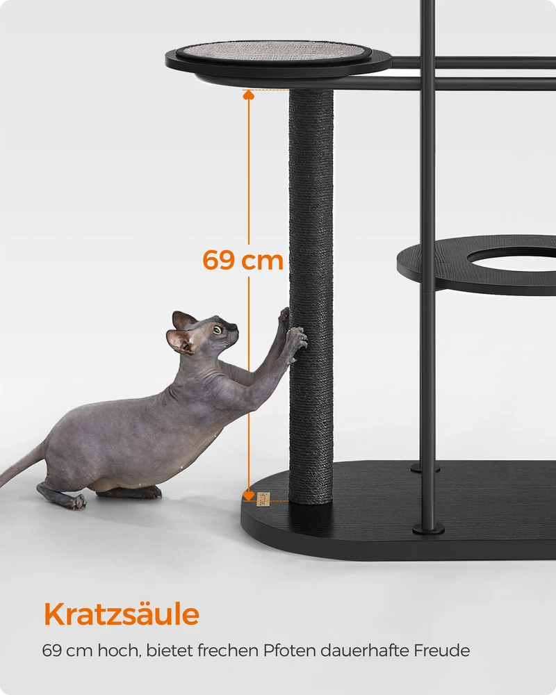 Songmics Kačių draskyklė 80 x 43 x 111 cm, plieno ir medžio drožlių plokštės, juoda