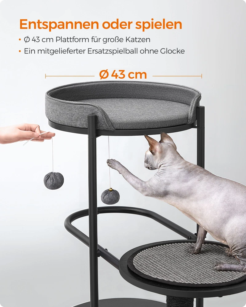Songmics Kačių draskyklė 80 x 43 x 111 cm, plieno ir medžio drožlių plokštės, juoda