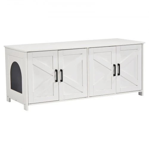 VEVOR Kačių kraiko dėžės spintelė 2 katėms KLCB-02, balta, 120 x 47 x 50 cm