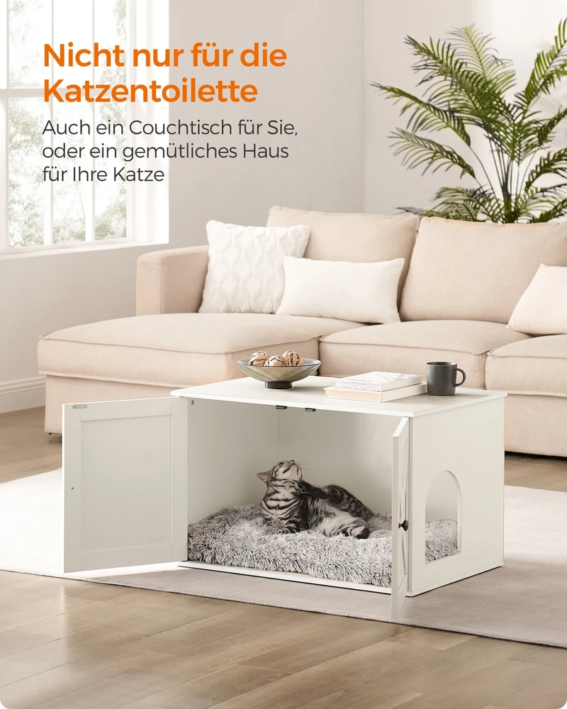 Koduva Kačių kraiko dėžės spintelė su išimama pertvara, balta, 80 x 53 x 50 cm