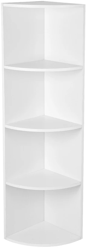 Songmics Kampinė lentyna su 4 lentynomis, balta, medžio drožlių plokštė, 30 x 129,5 x 30 cm