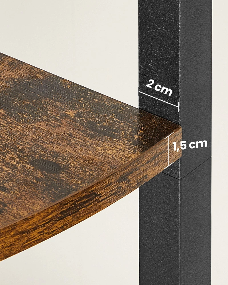 Songmics Kampinė lentyna su 5 lentynomis, 30 x 30 x 160 cm, medžio drožlių plokštė ir plienas, ruda-juoda