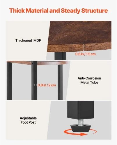 Sofa VEVOR Kampinė lentyna su LED apšvietimu, 6 pakopų, metalas ir MDF mediena, juoda / ruda, 28,5 x 28,5 x 171,5 cm