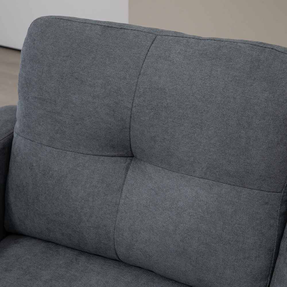 Aosom Kampinė sofa L formos, perstatoma šezlongo dalis, tamsiai pilka