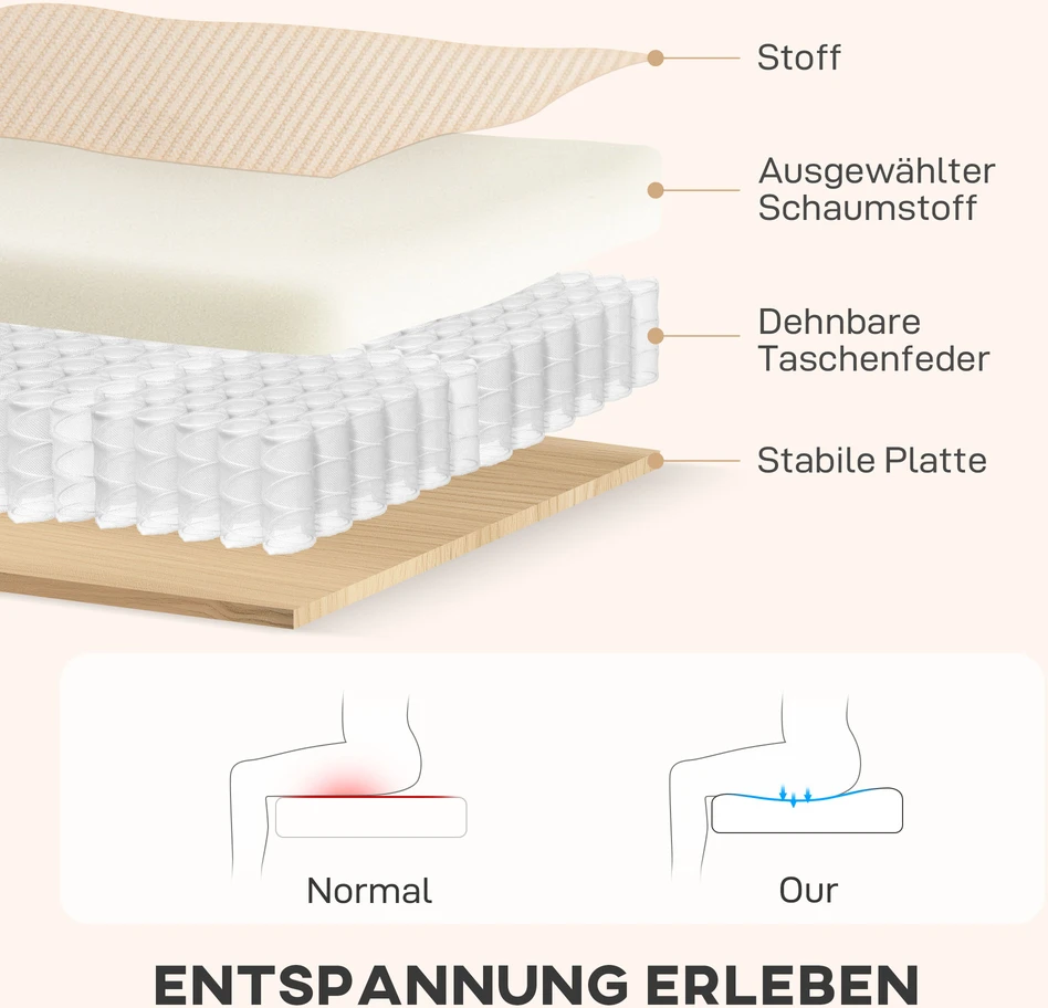 Aosom Kampinė sofa-lova, sulankstoma svečių sofa su patalynės dėže, pagalvėlėmis, smėlio