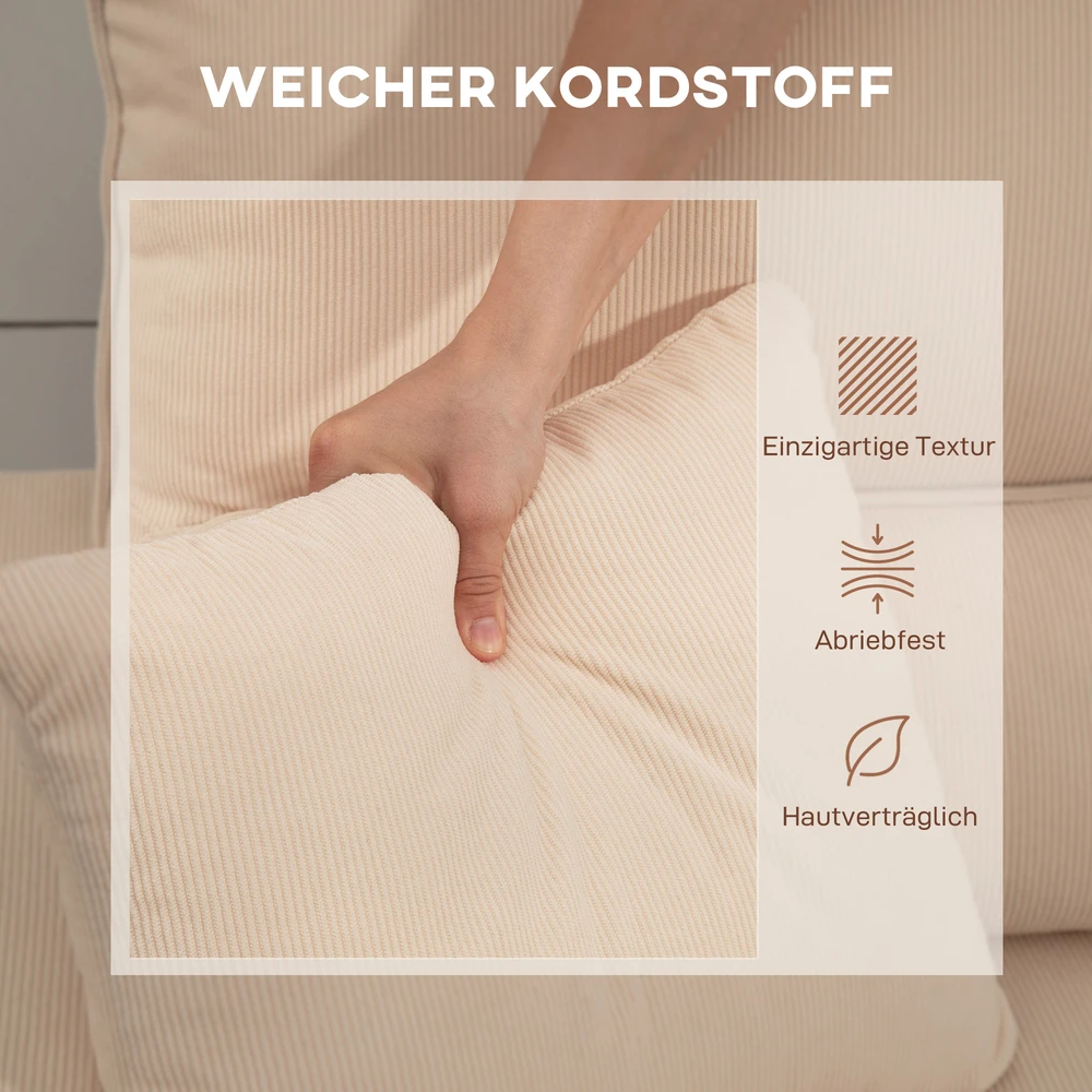 Aosom Kampinė sofa-lova, sulankstoma svečių sofa su patalynės dėže, pagalvėlėmis, smėlio