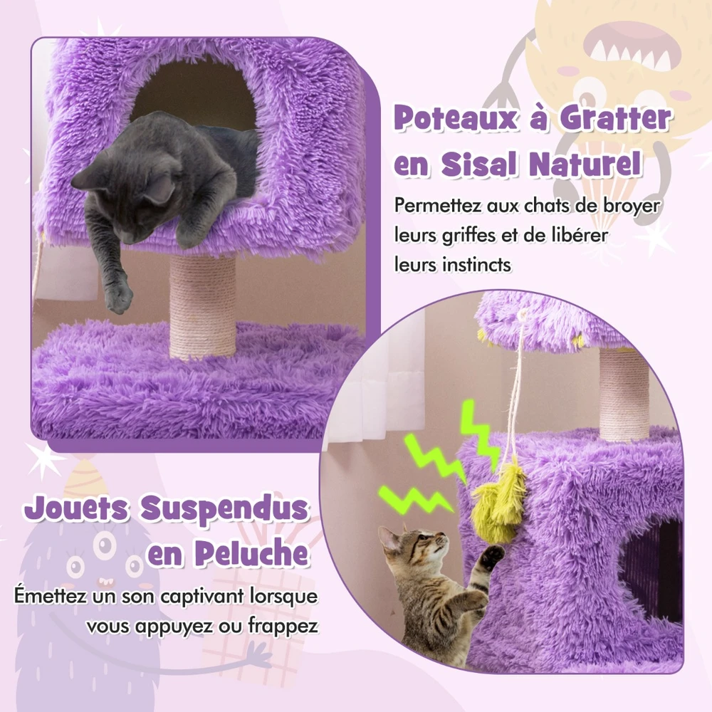 Promotion Katės bokštas su monstrų tema 2 lizdai violetinis