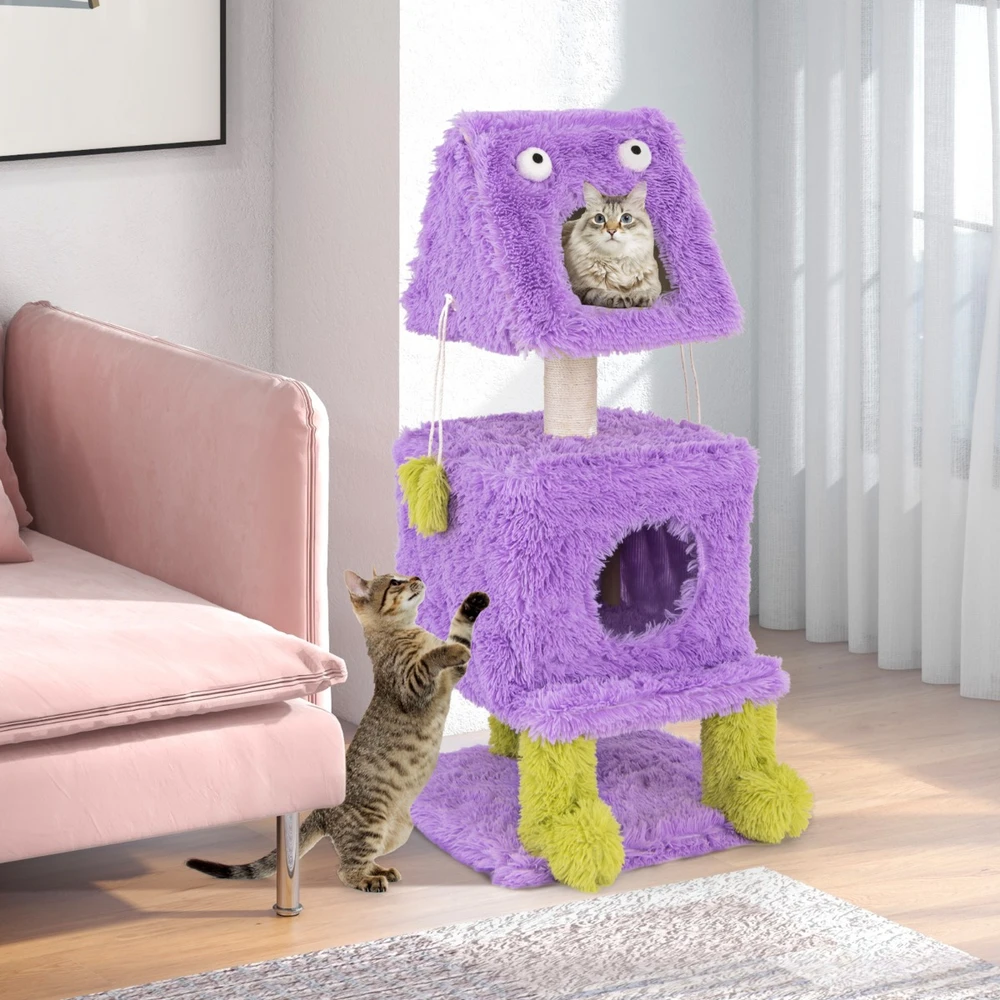 Promotion Katės bokštas su monstrų tema 2 lizdai violetinis