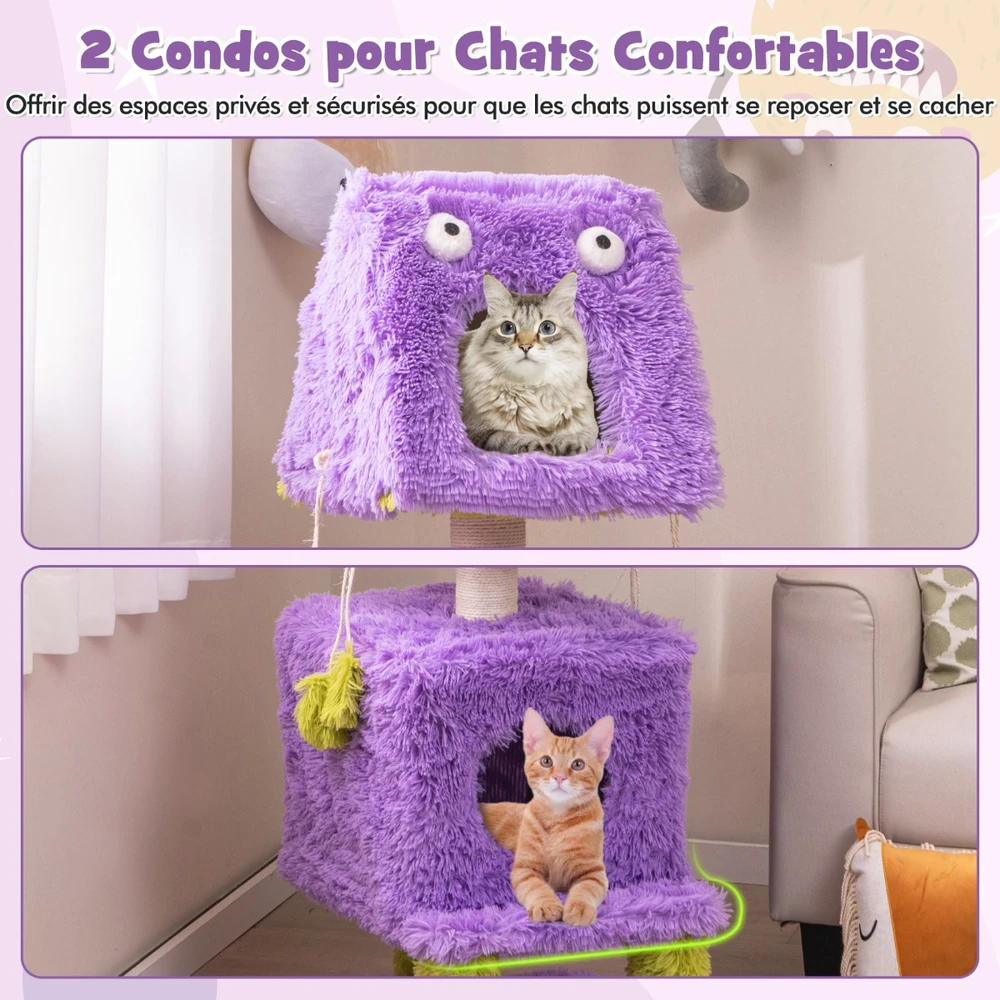 Promotion Katės bokštas su monstrų tema 2 lizdai violetinis