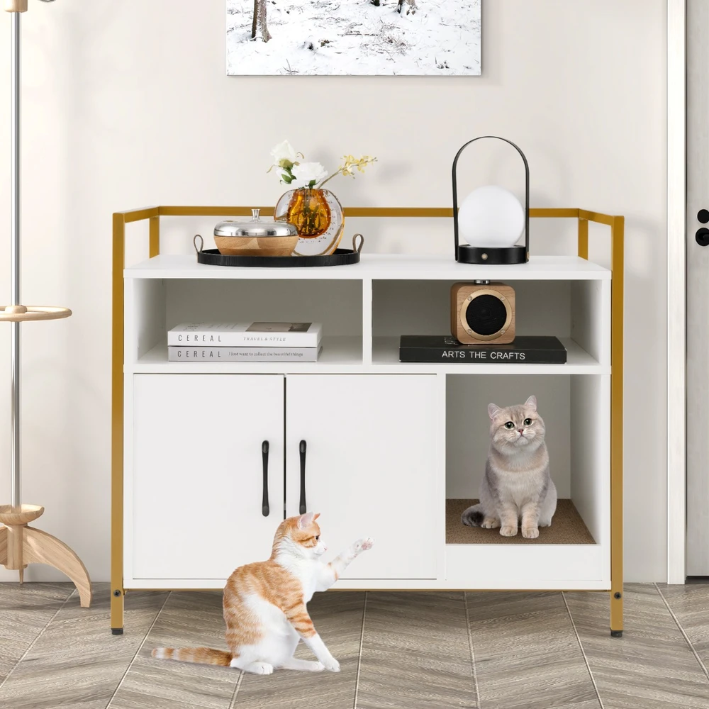 Promotion Katės tualeto spintelė su nuimama draskymo lenta, balta