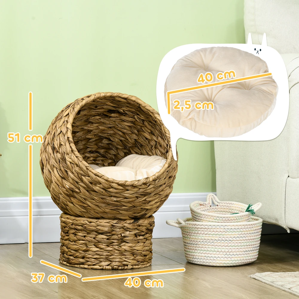 Aosom Katinėlio guolis, rotango tipo, rudas, 40 x 37 x 51 cm