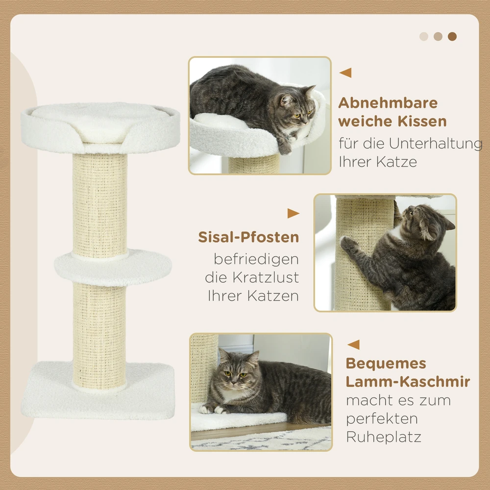 Aosom Katzenbaum 91 cm, kačių draskyklė su guoliu, platforma, kreminė